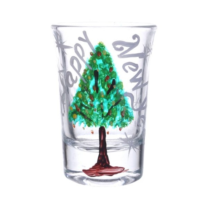 Handpainted Shot Glasses by iHandikart Handicrafts | Happy New Year with Christmas Tree Painting Design for Vodka Shots, Tequila Shot Glasses (Set of 2) IHK16020 | Save 33% - Rajasthan Living 6