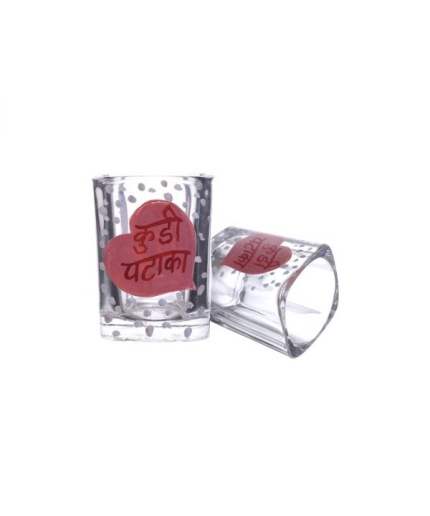 Painted Royal Design for Vodka Shots Kudi Pataka Painted in Heart, Tequila Shot Glasses Handpainted Shot Glasses by iHandikart Handicrafts (Set of 2) IHK16024 | Save 33% - Rajasthan Living