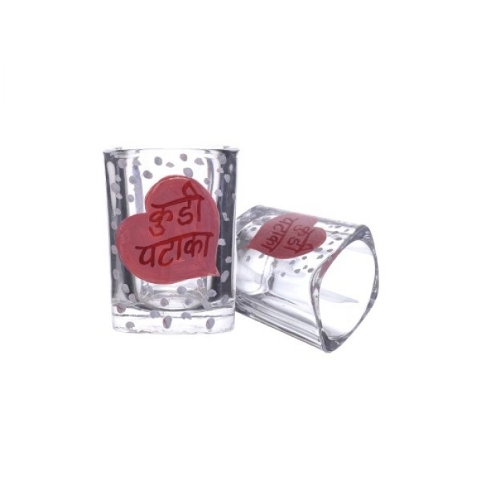 Painted Royal Design for Vodka Shots Kudi Pataka Painted in Heart, Tequila Shot Glasses Handpainted Shot Glasses by iHandikart Handicrafts (Set of 2) IHK16024 | Save 33% - Rajasthan Living 6