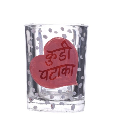 Painted Royal Design for Vodka Shots Kudi Pataka Painted in Heart, Tequila Shot Glasses Handpainted Shot Glasses by iHandikart Handicrafts (Set of 2) IHK16024 | Save 33% - Rajasthan Living 3