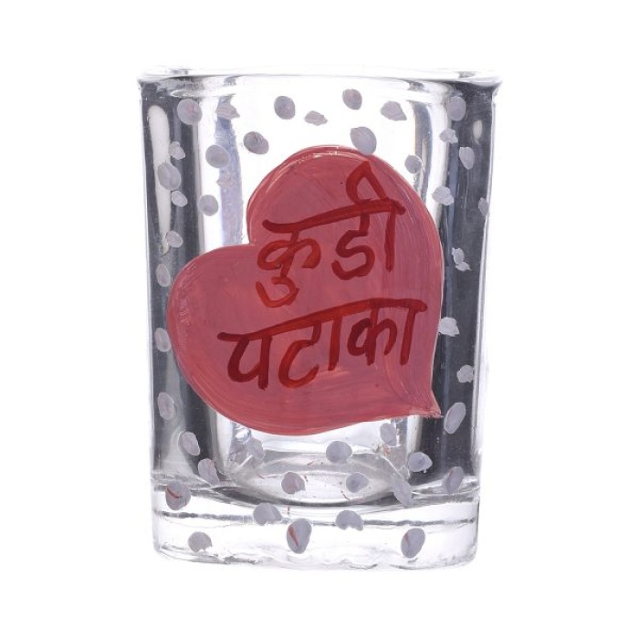 Painted Royal Design for Vodka Shots Kudi Pataka Painted in Heart, Tequila Shot Glasses Handpainted Shot Glasses by iHandikart Handicrafts (Set of 2) IHK16024 | Save 33% - Rajasthan Living 7