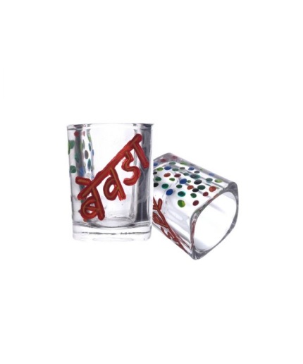Handpainted Shot Glasses by iHandikart Handicrafts | Bewada Painted Royal Design for Vodka Shots, Tequila Shot Glasses (Set of 2) IHK16025 | Save 33% - Rajasthan Living