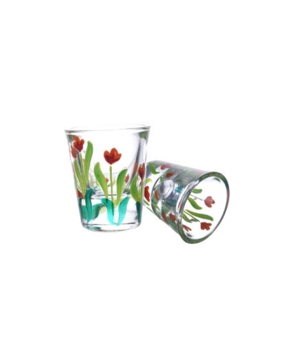 Handpainted Shot Glasses by iHandikart Handicrafts | Beautiful Red Flower Painted Royal Design for Vodka Shots, Tequila Shot Glasses (Set of 2) IHK16037 | Save 33% - Rajasthan Living
