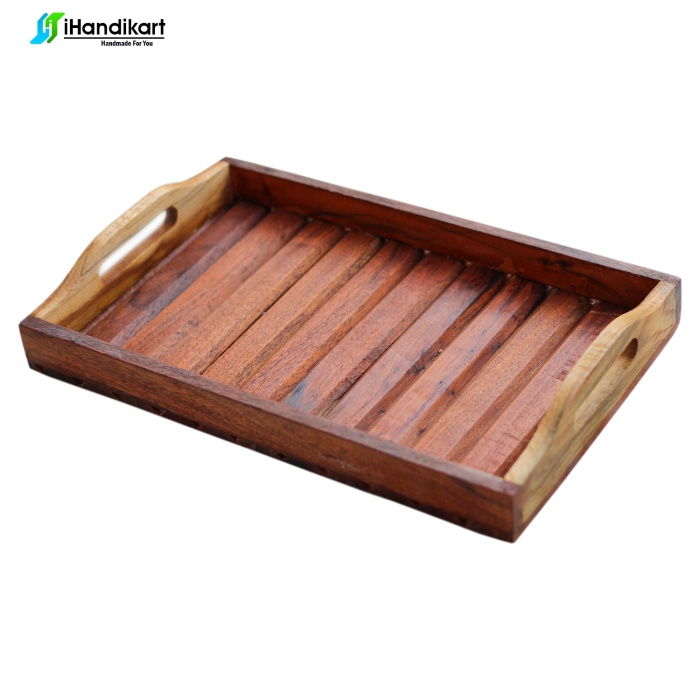 iHandikart Handicrafts Hand Crafted Decorative Brown Sheesham Wood Serving Tray,Size-14X9 inch for Office/Home and Table Decor | Save 33% - Rajasthan Living 6