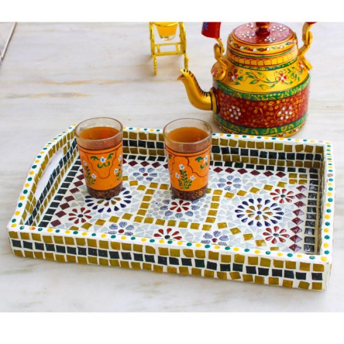 Ihandikart Handicrafts Hand Crafted Decorative Mosaic Mdf Wooden Serving Tray | Save 33% - Rajasthan Living 8