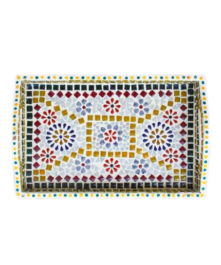 Ihandikart Handicrafts Hand Crafted Decorative Mosaic Mdf Wooden Serving Tray | Save 33% - Rajasthan Living 3