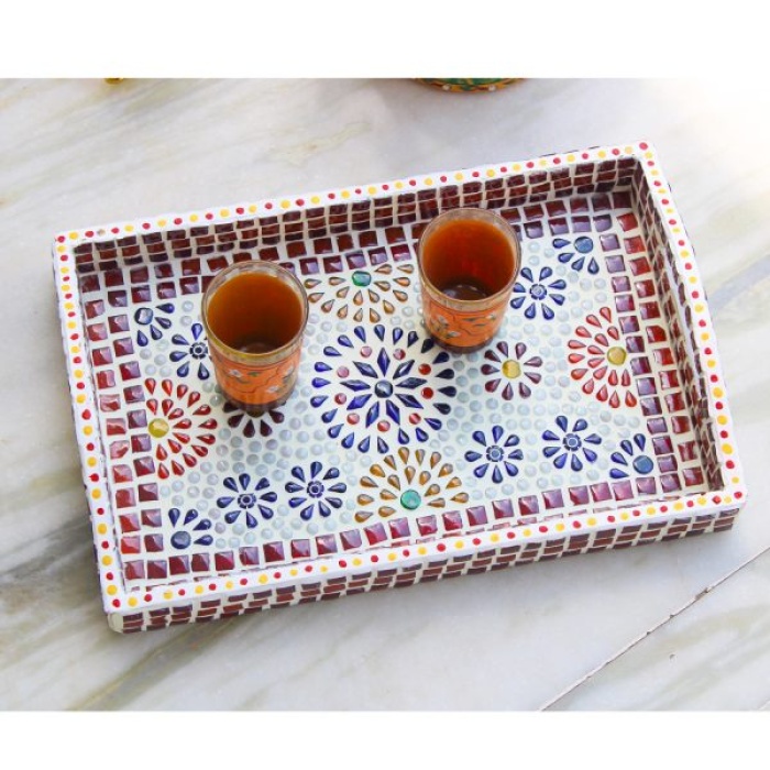 Ihandikart Handicrafts Hand Crafted Decorative Mosaic Mdf Wooden Serving Tray | Save 33% - Rajasthan Living 7