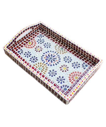 Ihandikart Handicrafts Hand Crafted Decorative Mosaic Mdf Wooden Serving Tray | Save 33% - Rajasthan Living