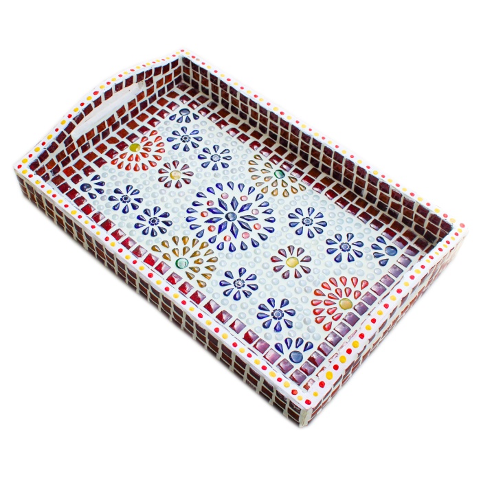 Ihandikart Handicrafts Hand Crafted Decorative Mosaic Mdf Wooden Serving Tray | Save 33% - Rajasthan Living 5