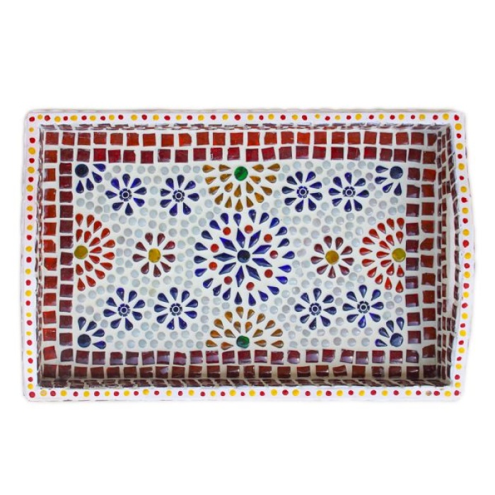 Ihandikart Handicrafts Hand Crafted Decorative Mosaic Mdf Wooden Serving Tray | Save 33% - Rajasthan Living 6