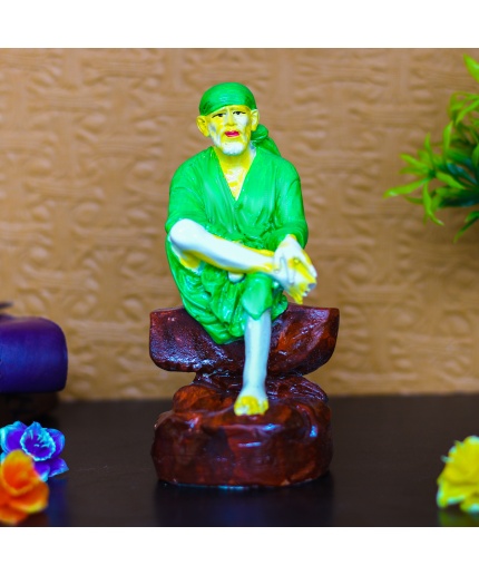 Sai Baba Showpiece  Polyresin (Green Color) | Save 33% - Rajasthan Living