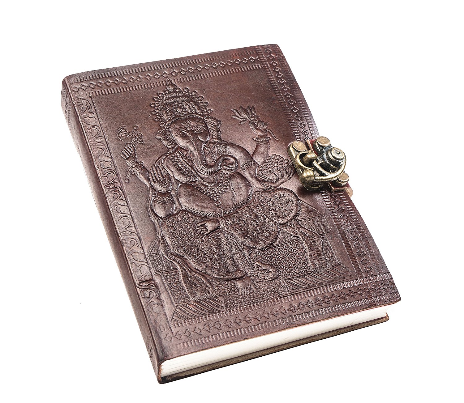 Brown Colour Leather Journal Antique Leather Notepad and Undated Planner Notebook Diary for Writing Memories From Ihandikart Handicrafts With Ganpati Emboss | Save 33% - Rajasthan Living 10