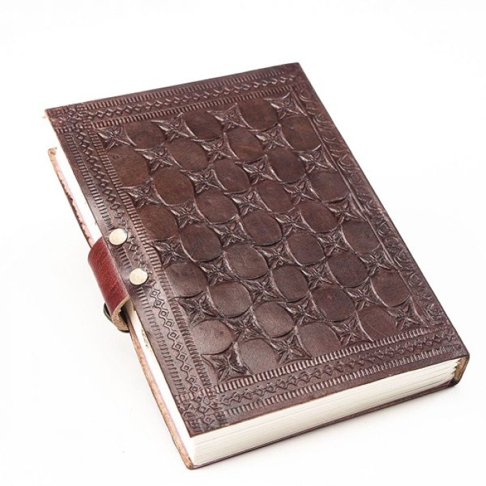 Brown Colour Leather Journal Antique Leather Notepad and Undated Planner Notebook Diary for Writing Memories From Ihandikart Handicrafts With Ganpati Emboss | Save 33% - Rajasthan Living 8