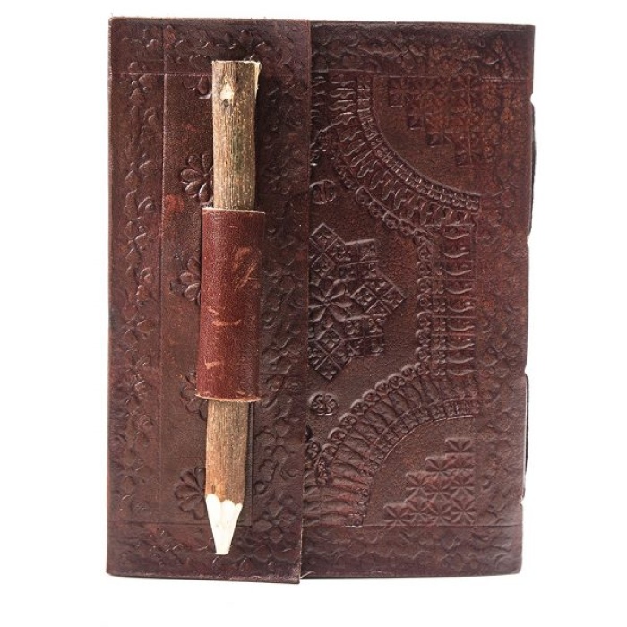 Brown Colour Leather Journal Antique Leather Notepad and Undated Planner Notebook Diary for Writing Memories From Ihandikart Handicrafts With Pencil | Save 33% - Rajasthan Living 9