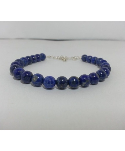 Natural Lapis Lazuli Smooth Round Beads Bracelet 7mm | Save 33% - Rajasthan Living