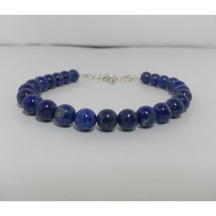 Natural Lapis Lazuli Smooth Round Beads Bracelet 7mm | Save 33% - Rajasthan Living 5