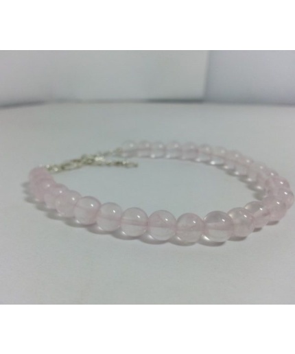 Natural Rose Quartz Smooth Round Beads Bracelet | Save 33% - Rajasthan Living