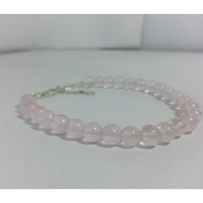 Natural Rose Quartz Smooth Round Beads Bracelet | Save 33% - Rajasthan Living 5