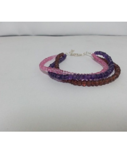 4mm Natural Amethyst, Pink Topaz and Garnet Beads Bracelet | Save 33% - Rajasthan Living