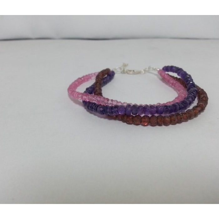 4mm Natural Amethyst, Pink Topaz and Garnet Beads Bracelet | Save 33% - Rajasthan Living 6