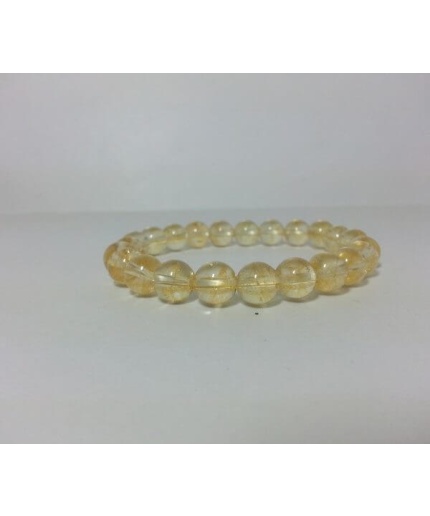 8mm Natural Citrine Smooth Round Beads Bracelet | Save 33% - Rajasthan Living 5