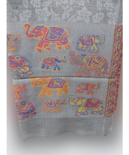Pure Pashmina Elephant Handmade Shawl/Cashmere Scarf/Shawl, Handwoven on Handloom in Kashmir, Super Soft, Light Weave | Save 33% - Rajasthan Living 3