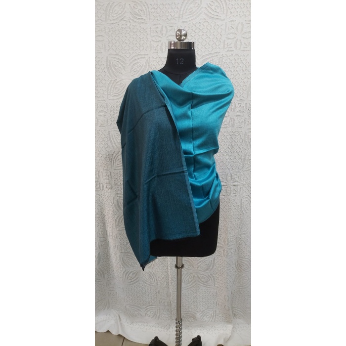 Blue Pashmina Reversible shawl/Cashmere Scarf/Shawl, Handwoven on Hand loom in Kashmir, Super Soft, Light Weave, Reversible, shiny | Save 33% - Rajasthan Living 7