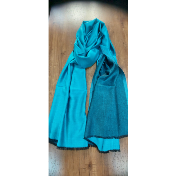 Blue Pashmina Reversible shawl/Cashmere Scarf/Shawl, Handwoven on Hand loom in Kashmir, Super Soft, Light Weave, Reversible, shiny | Save 33% - Rajasthan Living 5
