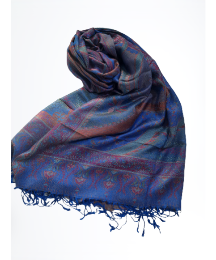 Blue Silk Pashmina Shawl, Wedding Shawl,Handwoven Silk Shawl, Long Silk Scarf,Foulard | Save 33% - Rajasthan Living 3