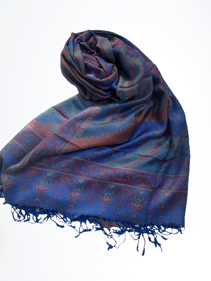 Blue Silk Pashmina Shawl, Wedding Shawl,Handwoven Silk Shawl, Long Silk Scarf,Foulard | Save 33% - Rajasthan Living 9