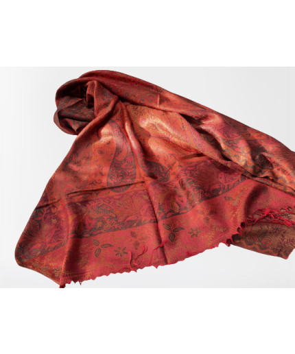 Red Silk Pashmina Shawl, Wedding Shawl,Handwoven Silk Shawl, Long Silk Scarf,Foulard | Save 33% - Rajasthan Living 3