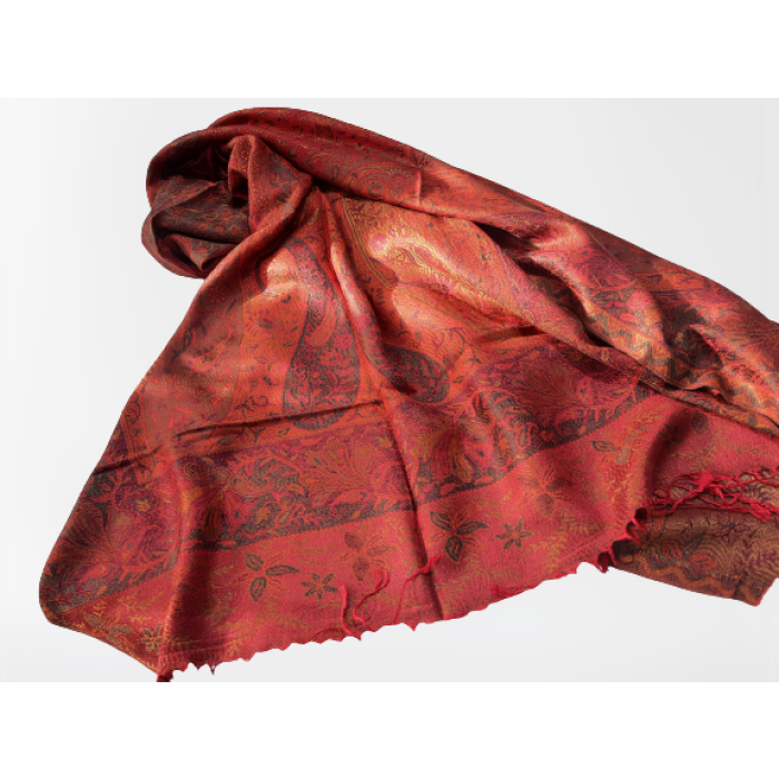 Red Silk Pashmina Shawl, Wedding Shawl,Handwoven Silk Shawl, Long Silk Scarf,Foulard | Save 33% - Rajasthan Living 6