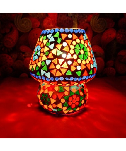 Handmade Multicolor Decorative Table lamp From iHandikart Handicrafts 7 X 5 Inch(IHK25002) Unique Design And mosaic Work On lamp Used For Home/Office | Save 33% - Rajasthan Living