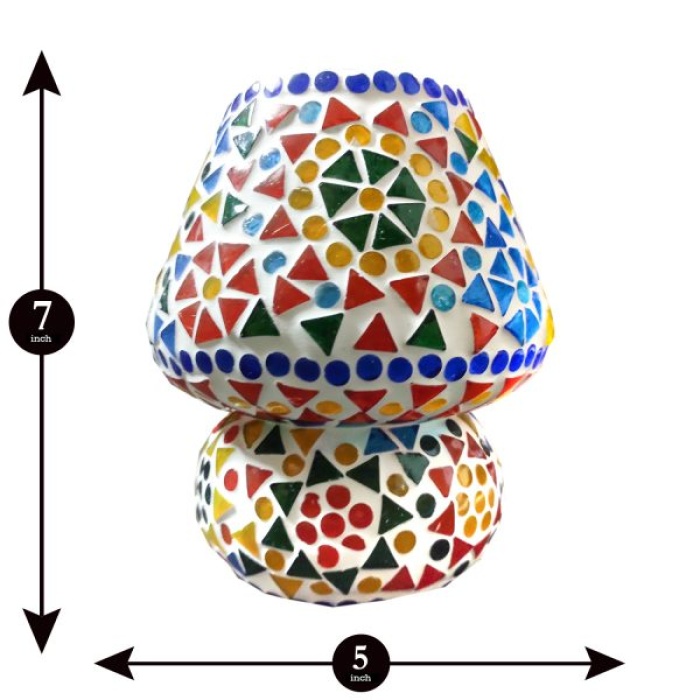Handmade Multicolor Decorative Table lamp From iHandikart Handicrafts 7 X 5 Inch(IHK25002) Unique Design And mosaic Work On lamp Used For Home/Office | Save 33% - Rajasthan Living 7