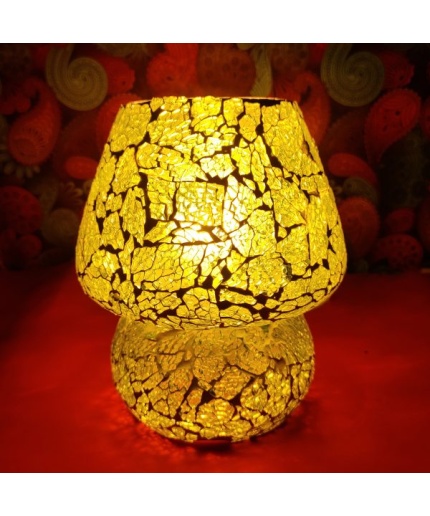 Handmade Multicolor Decorative Table lamp From iHandikart Handicrafts 7 X 5 Inch(IHK25003) Unique Design And Crackle Work On lamp Used For Home/Office | Save 33% - Rajasthan Living