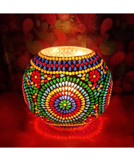 Mosaic Glass lamp (IHK25004) 9.5 X 9.5 Inch | Save 33% - Rajasthan Living
