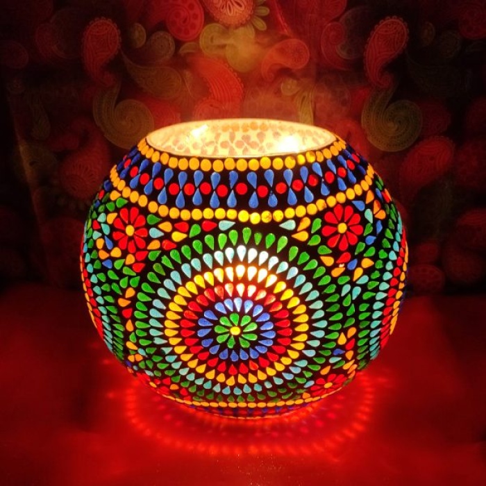 Mosaic Glass lamp (IHK25004) 9.5 X 9.5 Inch | Save 33% - Rajasthan Living 5