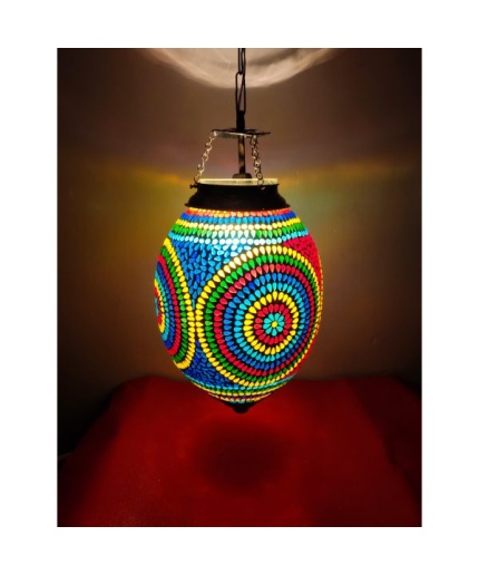 Mosaic Glass Hanging lamp (IHK25005)14 X 9 Inch | Save 33% - Rajasthan Living