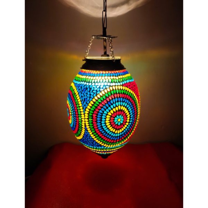 Mosaic Glass Hanging lamp (IHK25005)14 X 9 Inch | Save 33% - Rajasthan Living 5