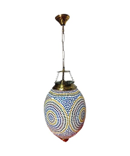 Mosaic Glass Hanging lamp (IHK25005)14 X 9 Inch | Save 33% - Rajasthan Living 3