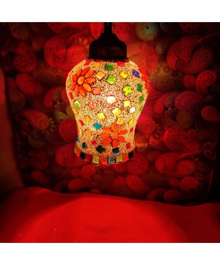 Mosaic Glass Hanging lamp (IHK25006) 7 X 5 Inch | Save 33% - Rajasthan Living
