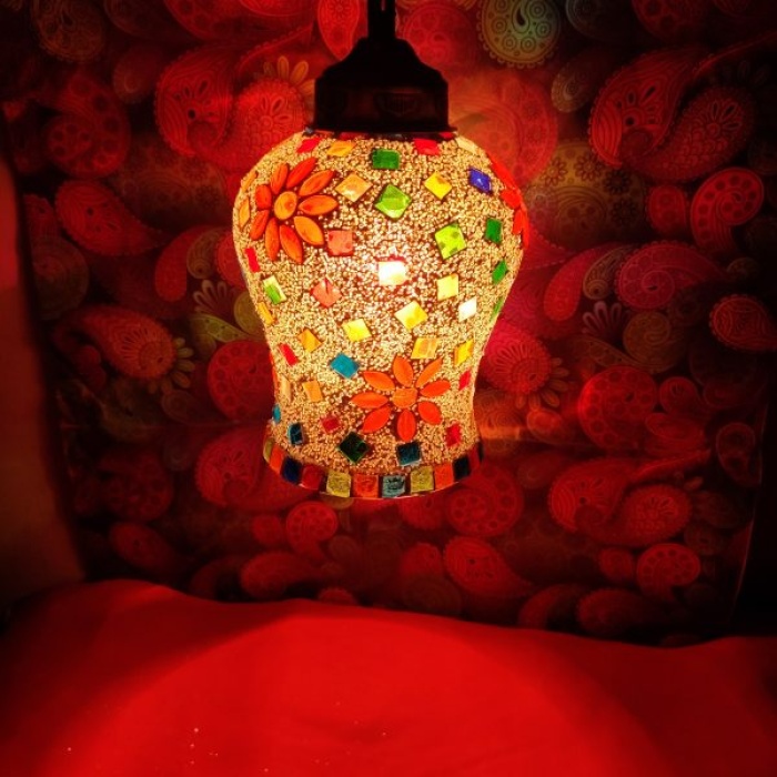 Mosaic Glass Hanging lamp (IHK25006) 7 X 5 Inch | Save 33% - Rajasthan Living 5