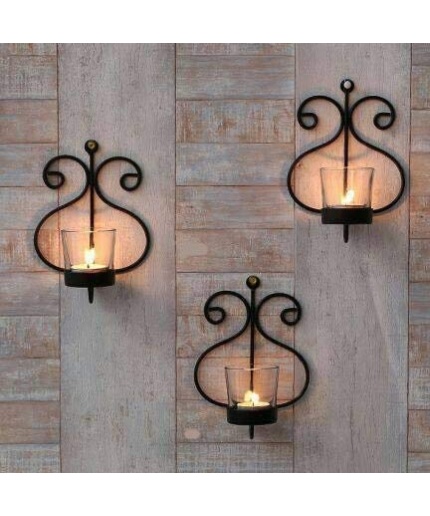 Decorative Iron Wall Sconce Candle Holder Wall Art Tealight Hanging Candle Holder iHandikart Handicrafts used For Office/Home/Festive Decor 27002-A | Save 33% - Rajasthan Living 3