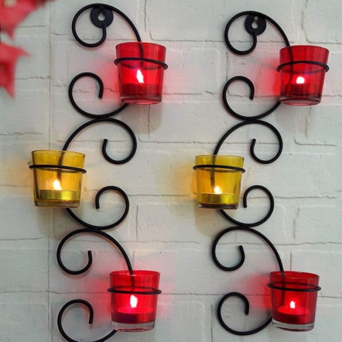 Decorative Iron Wall Sconce Candle Holder Wall Art Tealight Hanging Candle Holder Ihandikart Handicrafts Used for Office/home/festive Decor | Save 33% - Rajasthan Living 7
