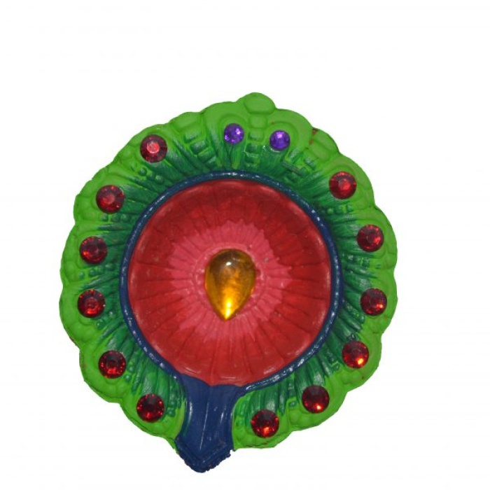 iHandikart Handicrafts Handpainted Terracotta Diyas , Multicolor ( Set of 6 ) 3 ” x 1 ” IHK4048-6 | Save 33% - Rajasthan Living 6