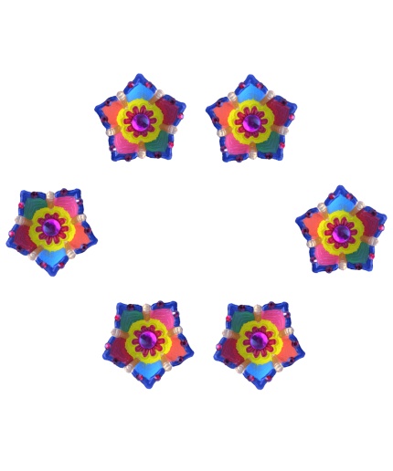 iHandikart Handicrafts Handpainted Terracotta Diyas ,Multicolor ( Set of 6 ) 3 ” x 1 ” IHK4050-6 | Save 33% - Rajasthan Living