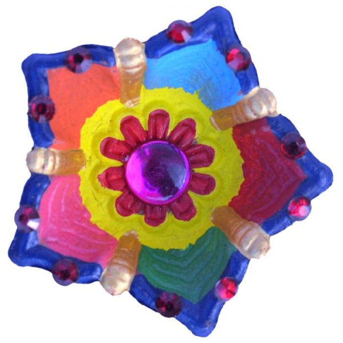 iHandikart Handicrafts Handpainted Terracotta Diyas ,Multicolor ( Set of 6 ) 3 ” x 1 ” IHK4050-6 | Save 33% - Rajasthan Living 7