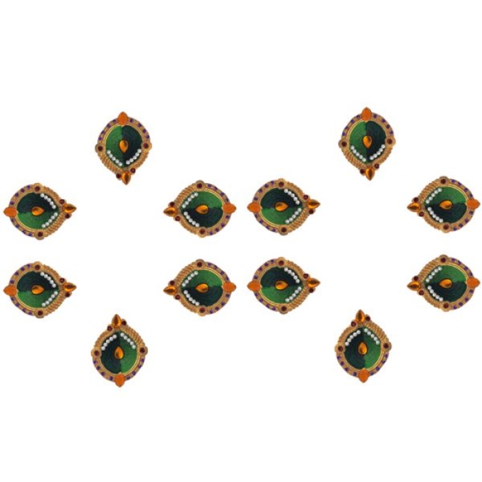 iHandikart Handicrafts Handpainted Terracotta Diyas , Multicolor ( Set of 6 ) 3 ” x 1 ” IHK4053-6 | Save 33% - Rajasthan Living 7