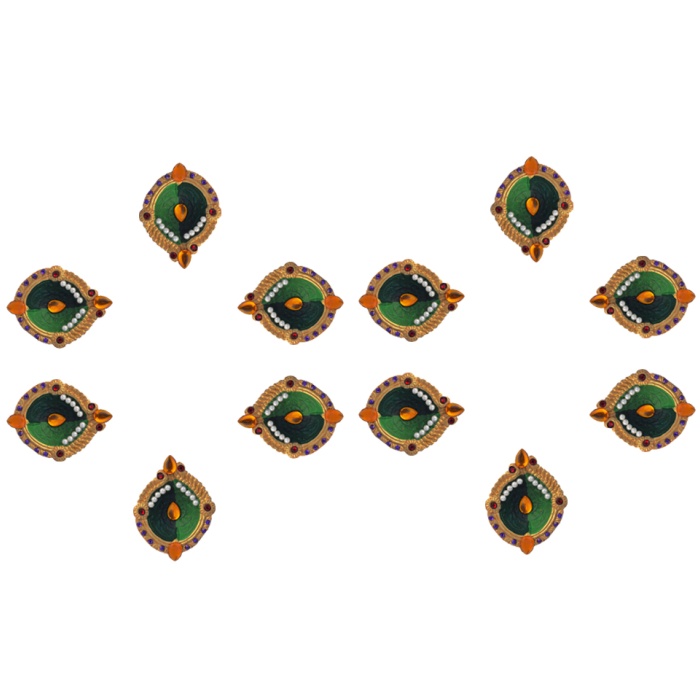 iHandikart Handicrafts Handpainted Terracotta Diyas , Multicolor ( Set of 12 ) 3 ” x 1 ” IHK4053-12 | Save 33% - Rajasthan Living 6