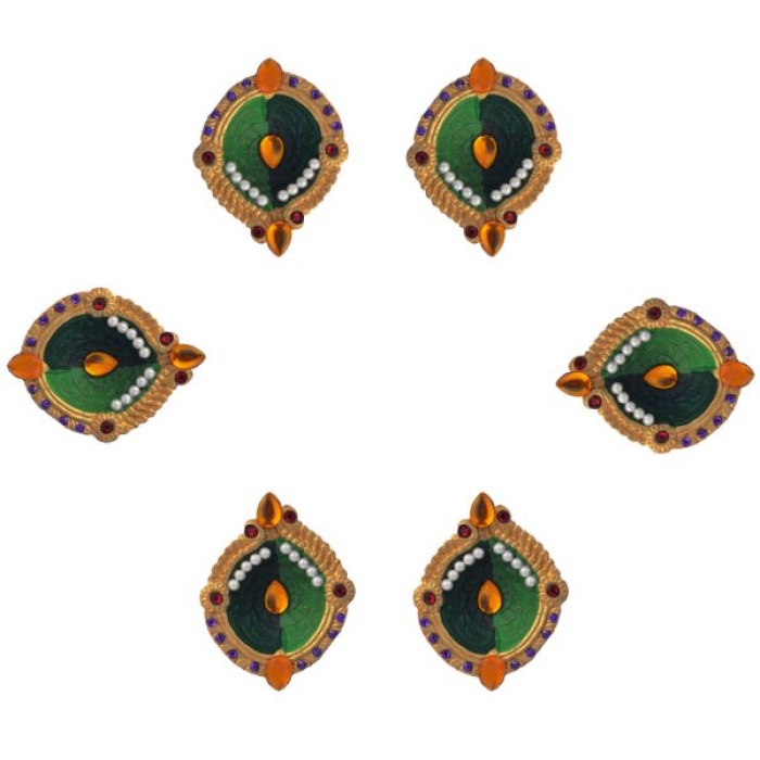 iHandikart Handicrafts Handpainted Terracotta Diyas , Multicolor ( Set of 12 ) 3 ” x 1 ” IHK4053-12 | Save 33% - Rajasthan Living 8